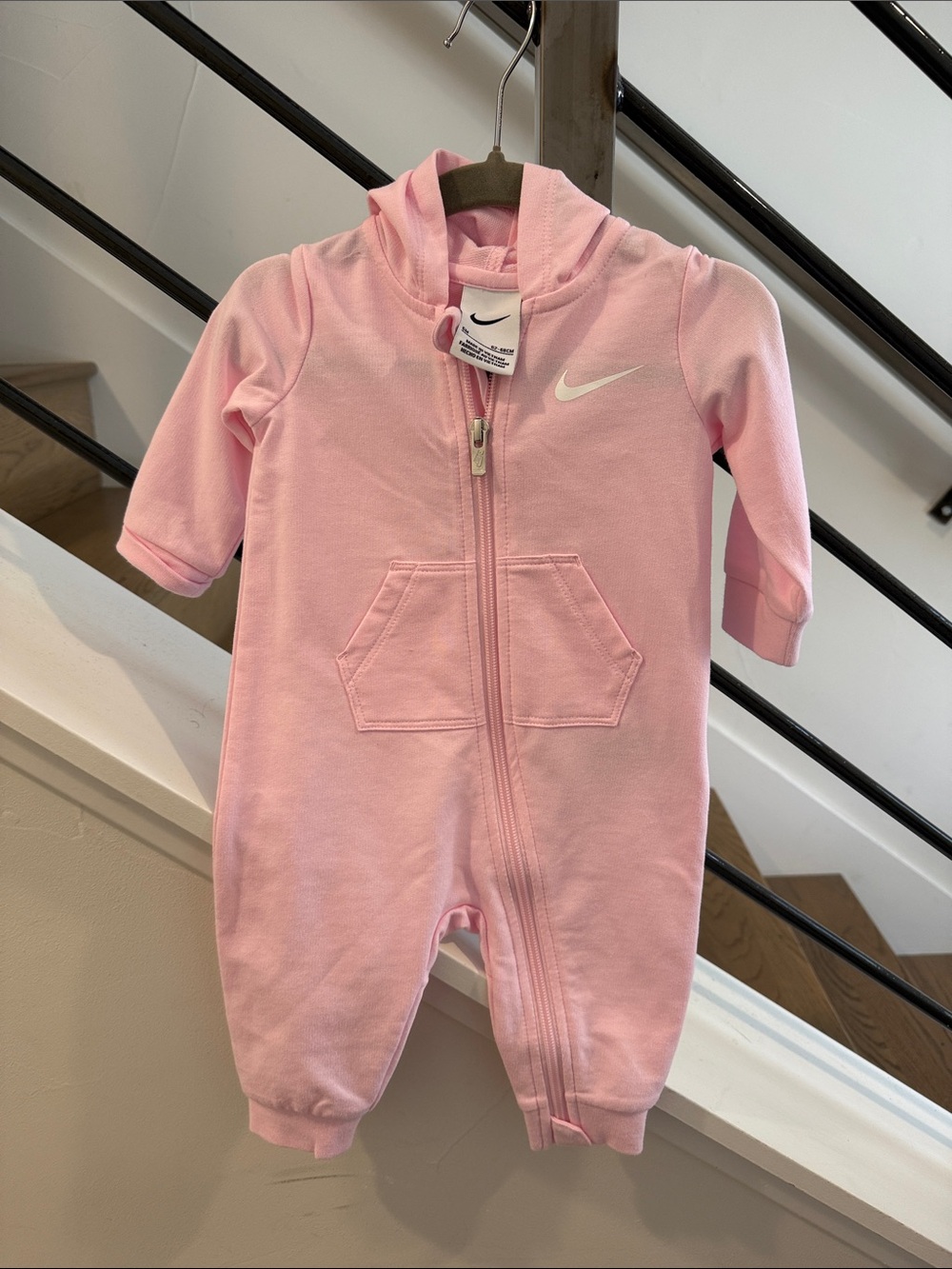 Nike Pink Hooded Zip Baby One-Piece